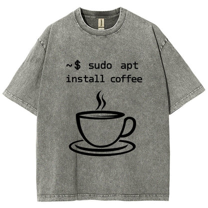 Sudo Apt-Get Install Coffee Vintage Distressed T-shirt