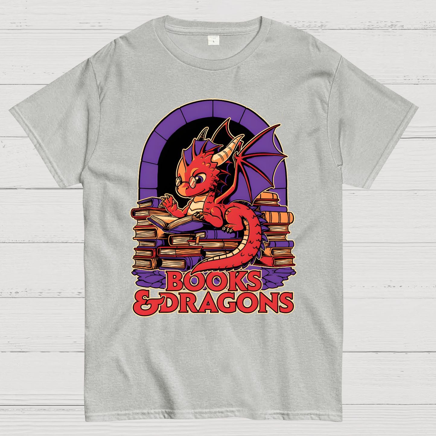 Books and Dragons Geek T-Shirt