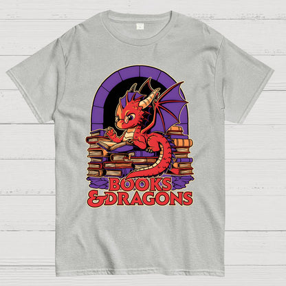 Books and Dragons Geek T-Shirt