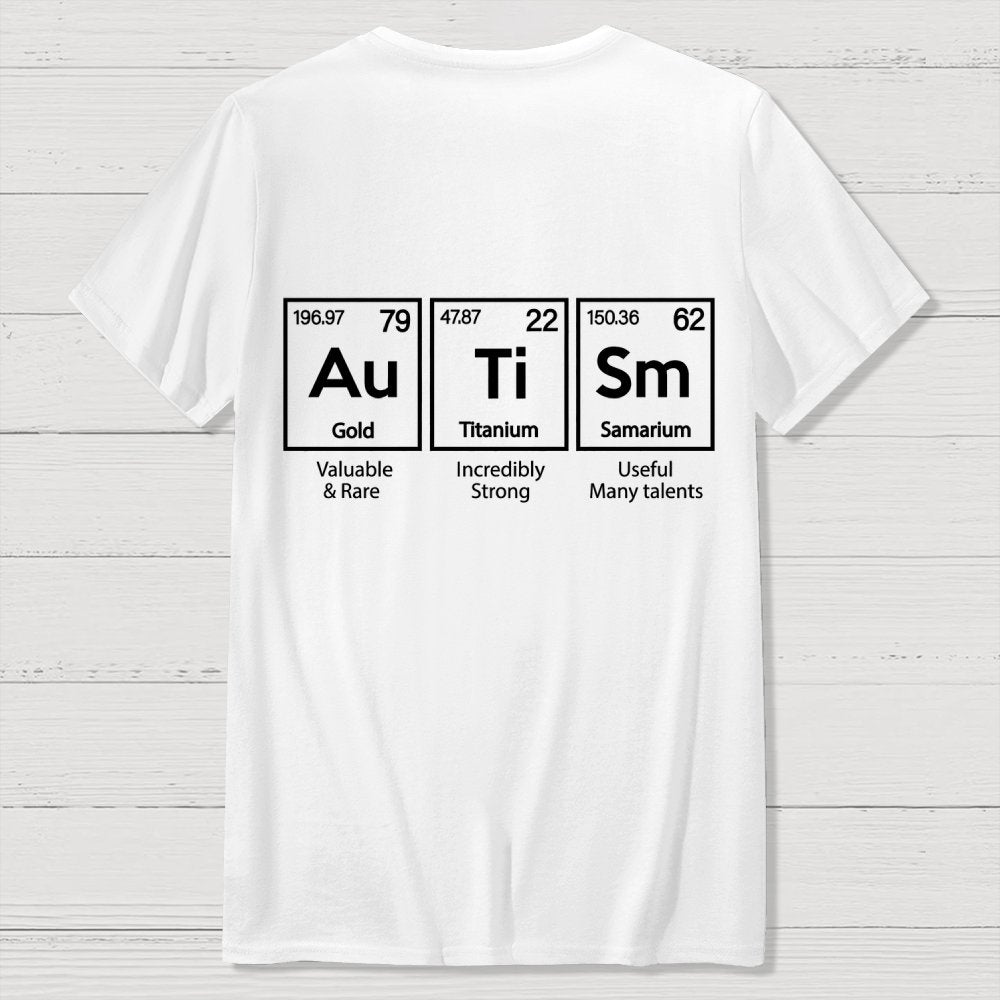 Autism Awareness Elements Periodic Back Printing Geek T-Shirt