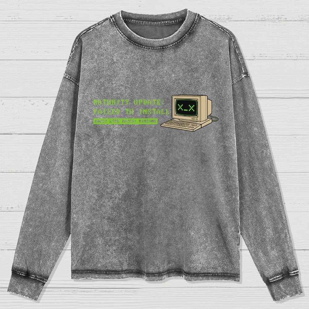 Adult Life Patch Missing Washed Long Sleeve Tee