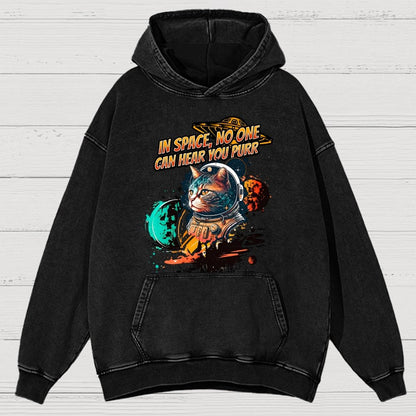 In Space No One Can Hear You Purr Vintage Distressed Hoodie