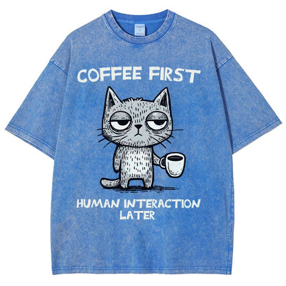 Coffee Firtst Vintage Distressed T-shirt
