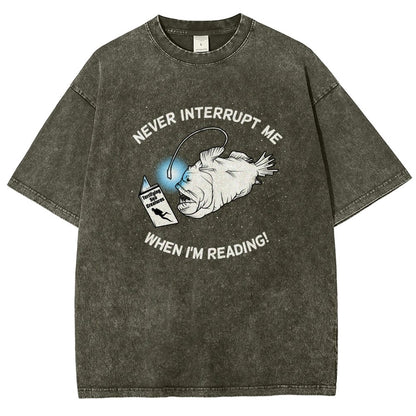 Angler Fish Reading Vintage Distressed T-shirt