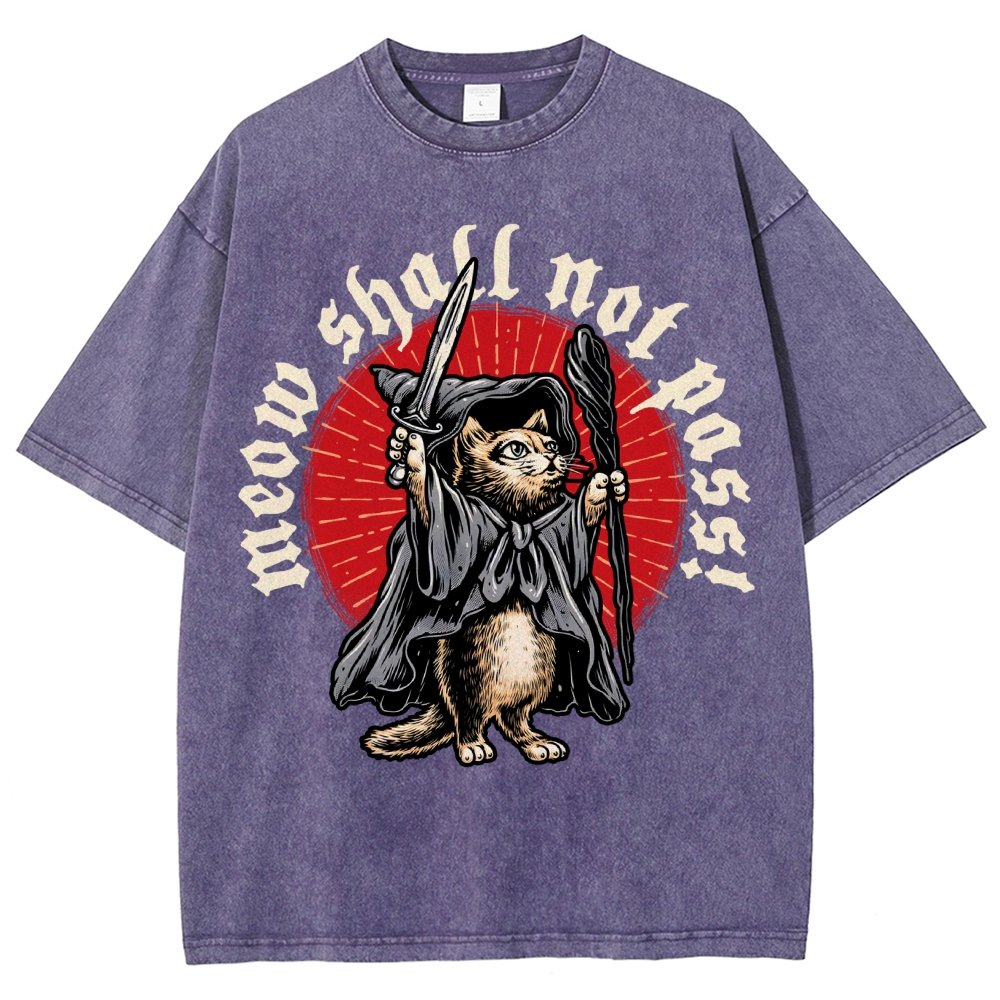Meow Shall Not Pass Vintage Distressed T-shirt