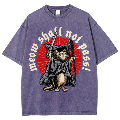 Meow Shall Not Pass Vintage Distressed T-shirt