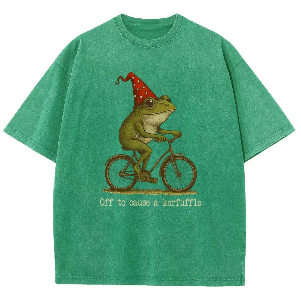Off to Cause a Kerfuffle Frog Vintage Distressed T-shirt