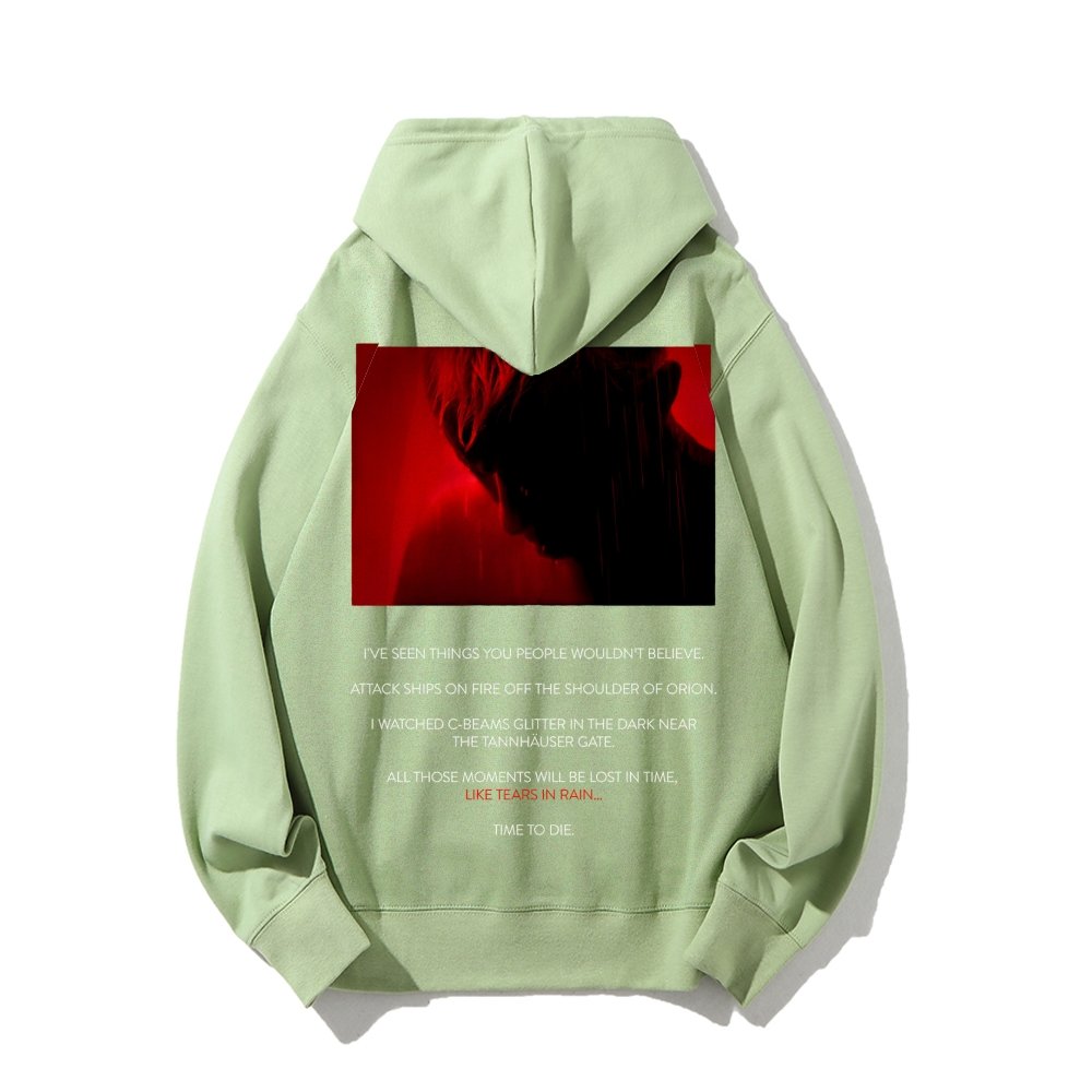 Tears in Rain-Tears in Red-Time to Die Printed Back Cotton Hoodie