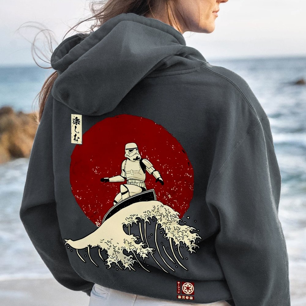 Cosmic Wave Printed Back Unisex Cotton Hoodie