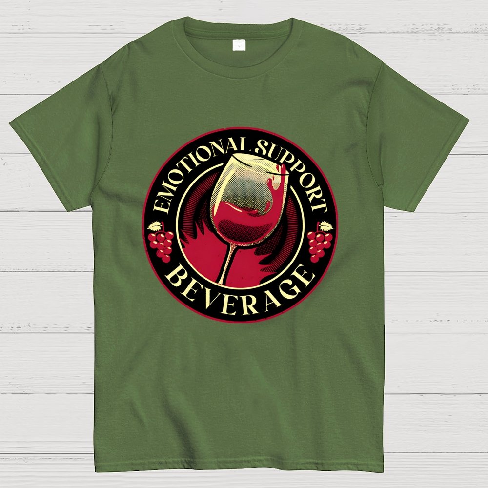 Emotional Support Beverage Wine Geek T-Shirt