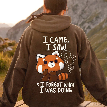 Forgetful Red Panda Printed Back Unisex Cotton Hoodie