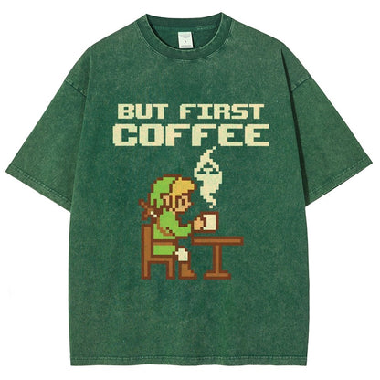 But First Coffee Vintage Distressed T-shirt