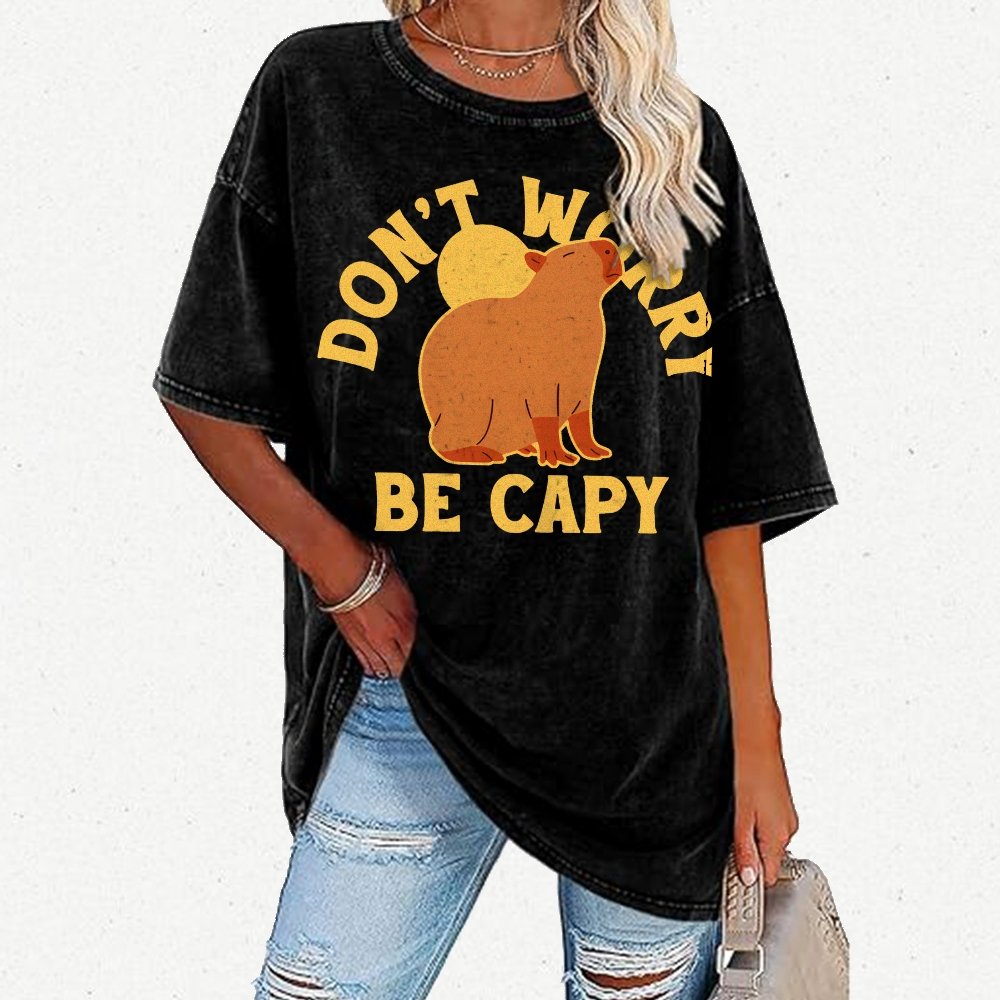 Don't Worry Be Capy Vintage Distressed T-shirt