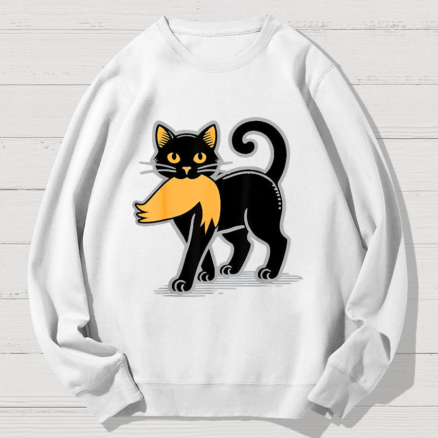 Black Cat Sarcasm Funny Cotton Sweatshirt