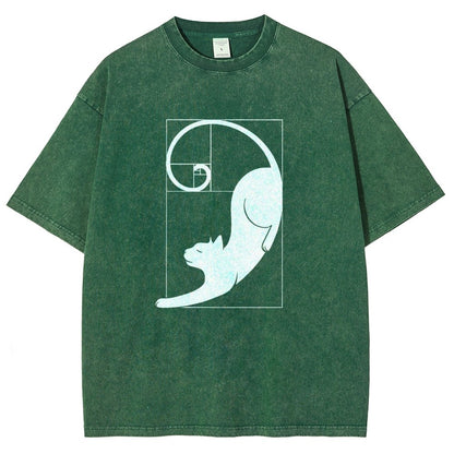 Fibonacci Cat Golden Ratio Vintage Distressed T-shirt