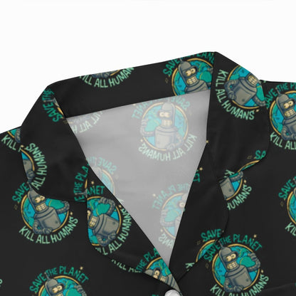 Save The Planet Kill All Humans Geek Long Sleeve Pajama Set