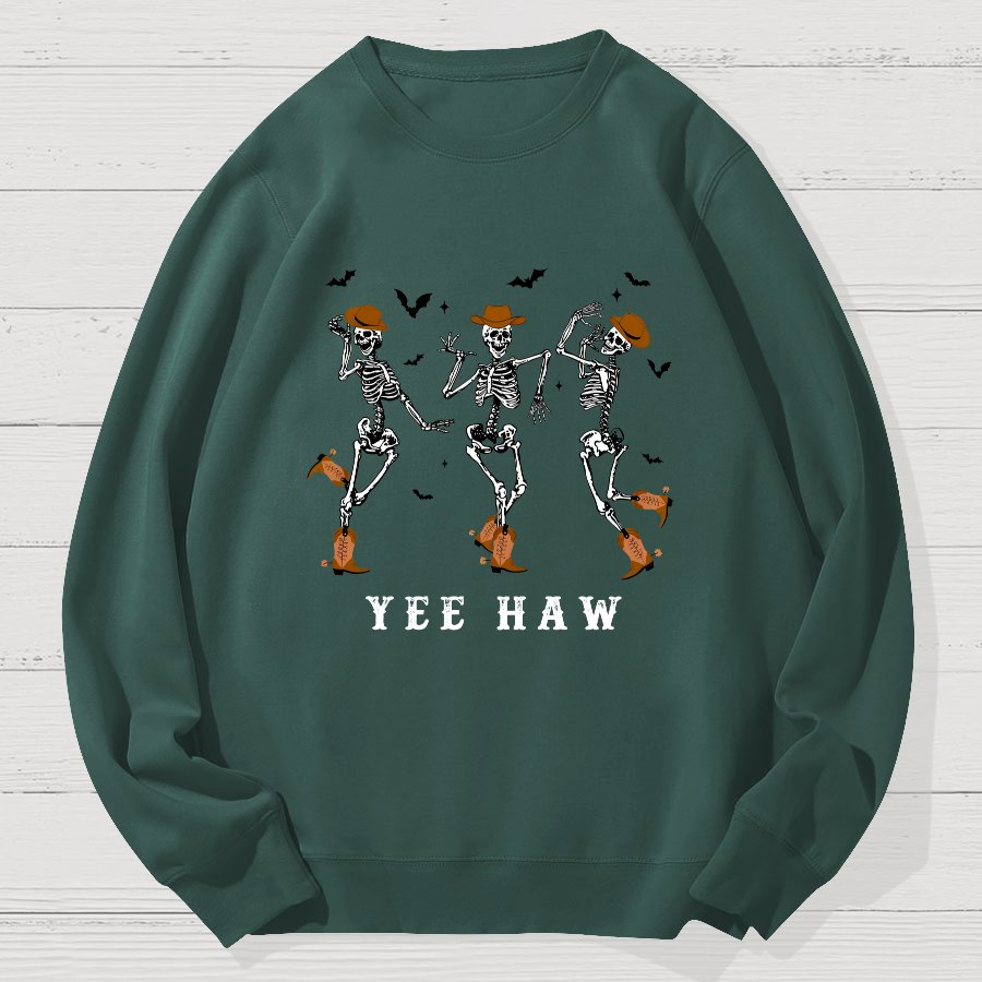 Dancing Skeleton Pumpkin Halloween Geek Cotton Sweatshirt