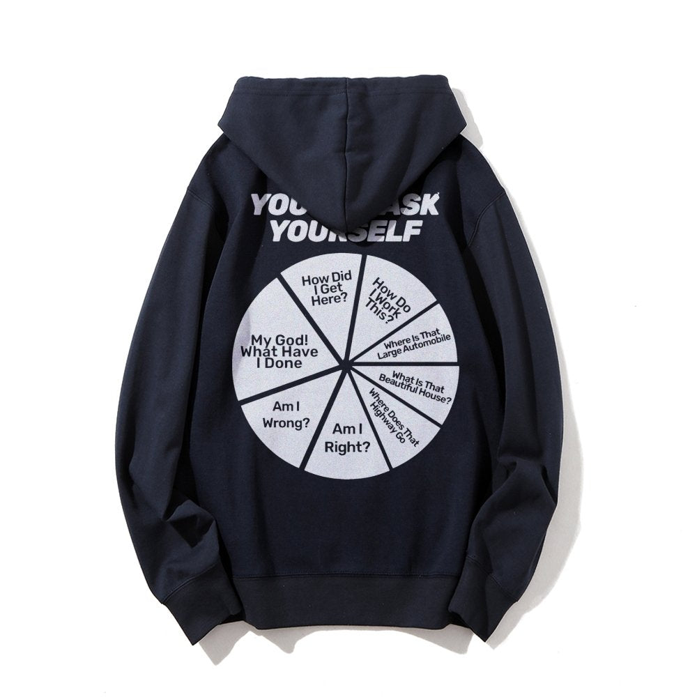 You May Ask Yourself Printed Back Cotton Hoodie