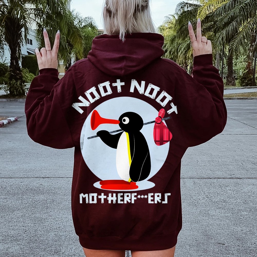 NOOT NOOT MOTHERF***ERS Printed Back Unisex Cotton Hoodie