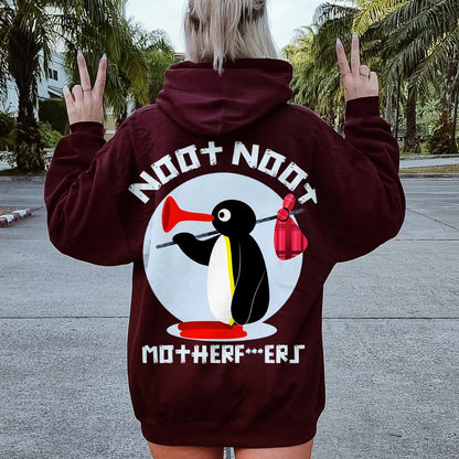 NOOT NOOT MOTHERF***ERS Printed Back Unisex Cotton Hoodie