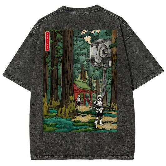 Cosmic Realm In Japanese Forest Washed T-Shirt