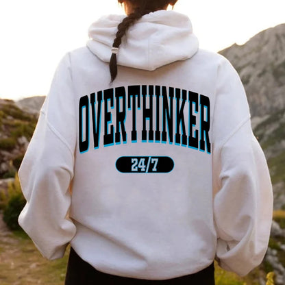 Overthinker All the time Printed Back Cotton Hoodie
