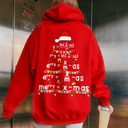 Christmas Math Printed Back Unisex Cotton Hoodie