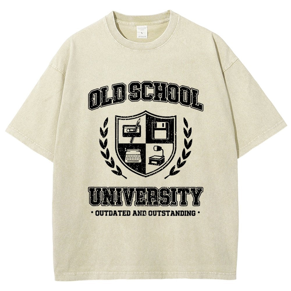 Old School University Vintage Distressed T-shirt