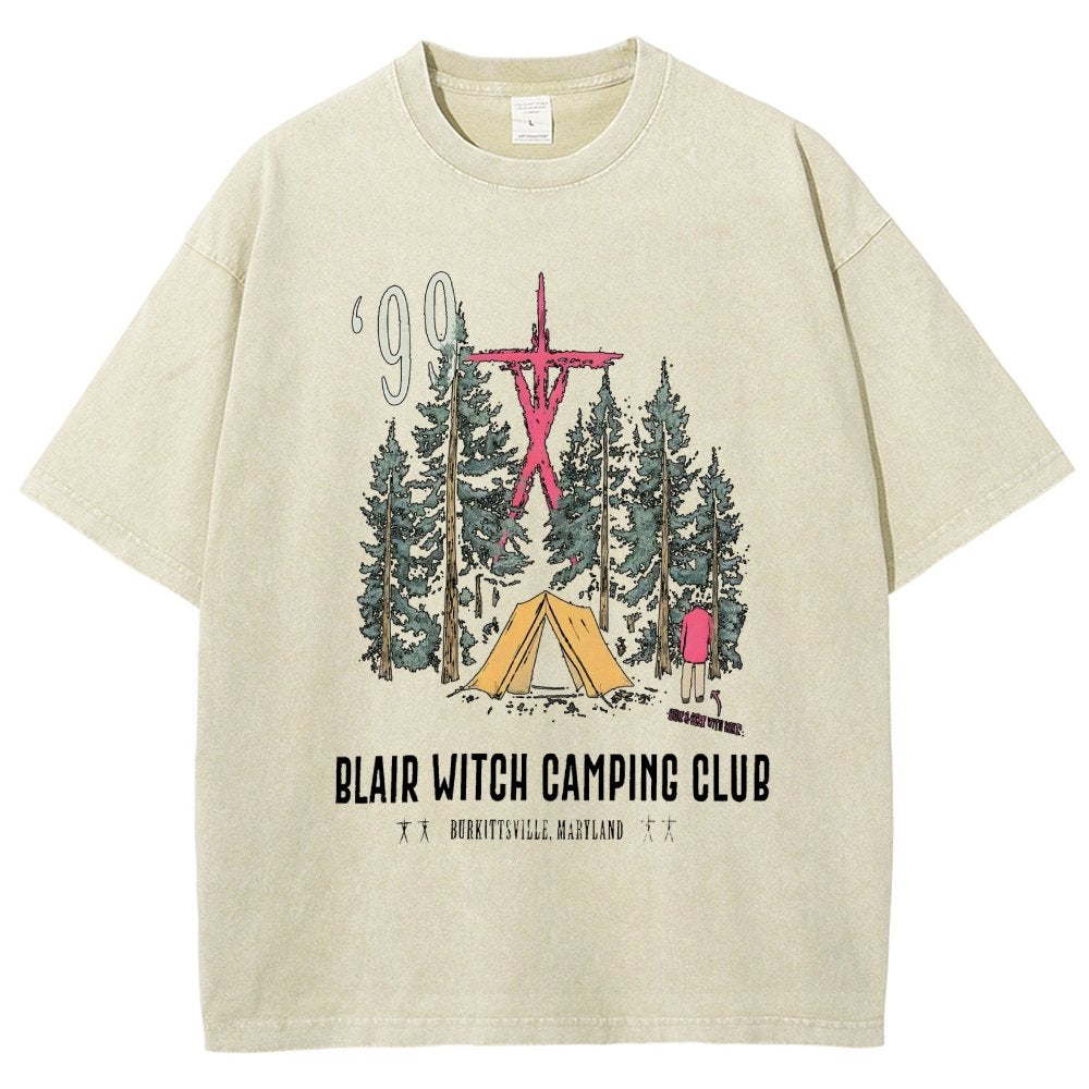 Witch Camping Vintage Distressed T-shirt