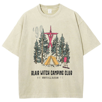 Witch Camping Vintage Distressed T-shirt