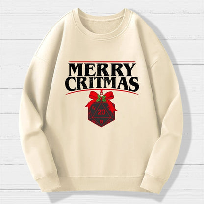 Merry Critmas D20 Holiday Geek Cotton Sweatshirt