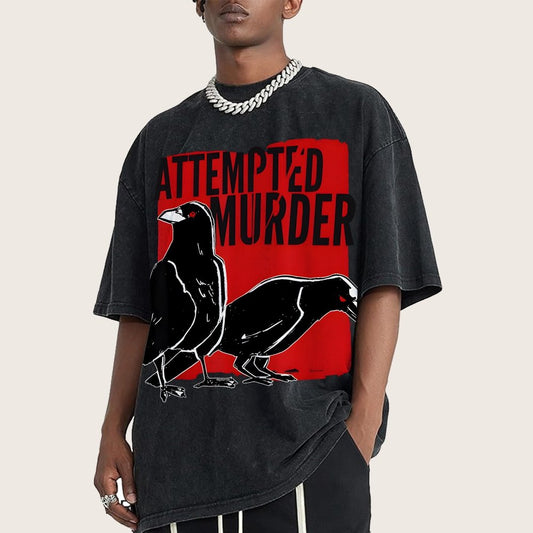 Attempted Murder Crow Vintage Distressed T-shirt