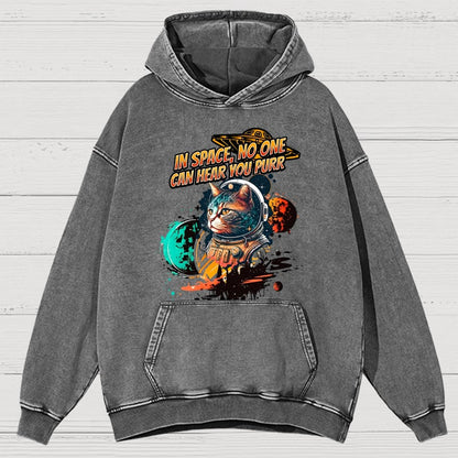 In Space No One Can Hear You Purr Vintage Distressed Hoodie
