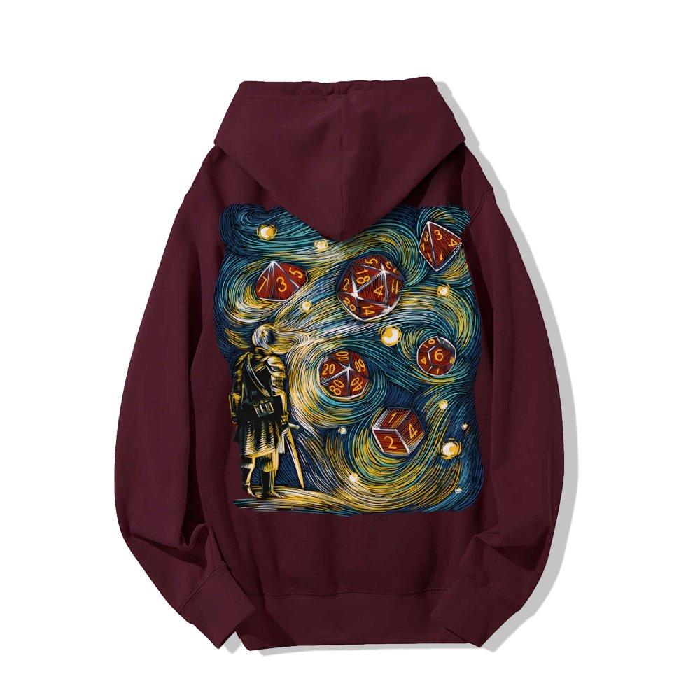 Starry Dice Printed Back Cotton Hoodie