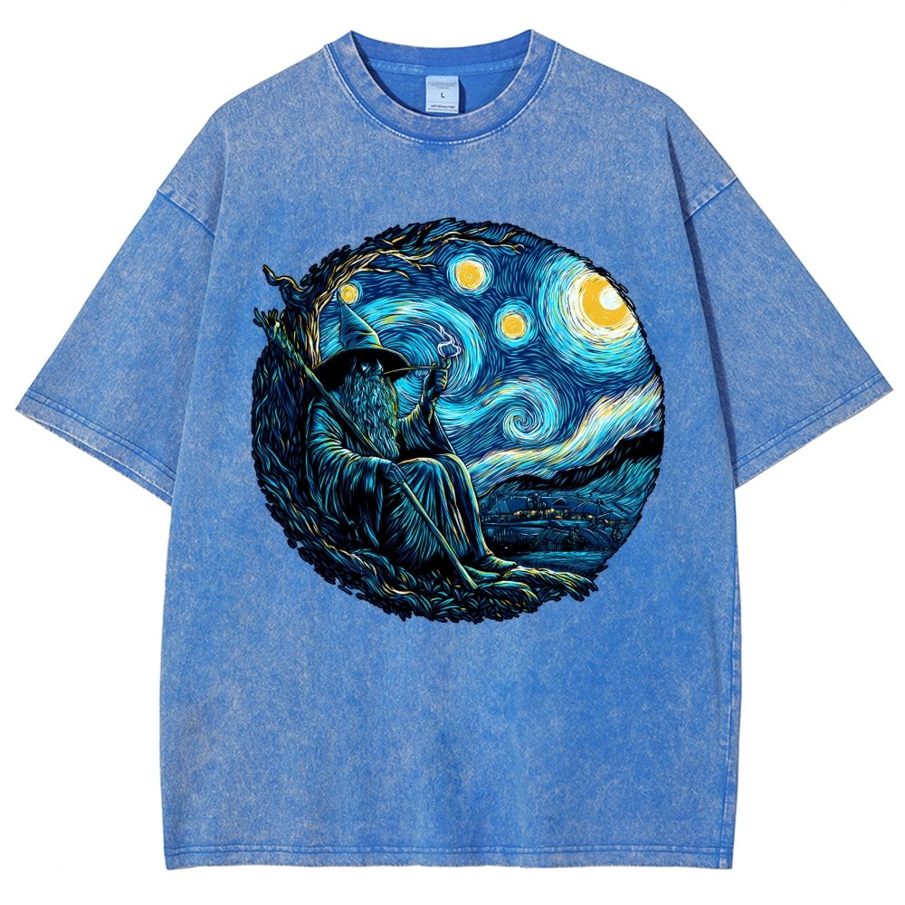 Starry Wizard Vintage Distressed T-shirt