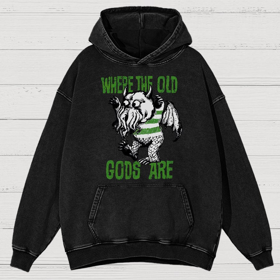Where The Old Gods Are Vintage Distressed Hoodie