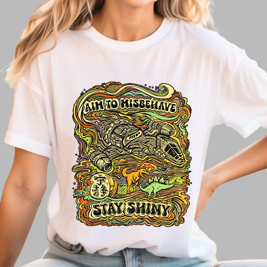 Aim to Misbehave, Stay Shiny Geek T-Shirt