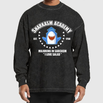 Sharkasm Academy Washed Long Sleeve Tee