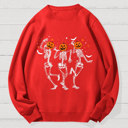 Dancing Skeleton Pumpkin Halloween Geek Cotton Sweatshirt