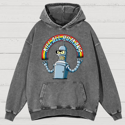 Shiny Metal Robot Vintage Distressed Hoodie