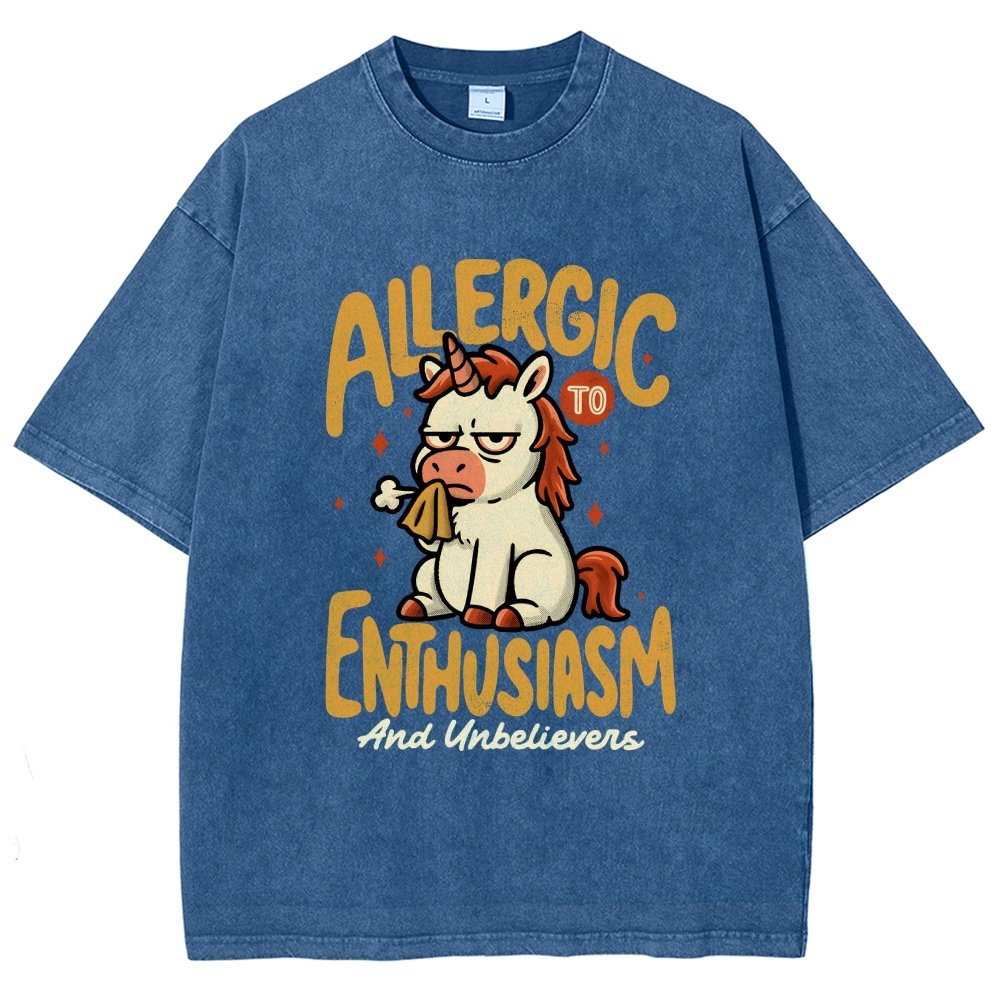 Allergic to Enthusiasm Vintage Distressed T-shirt