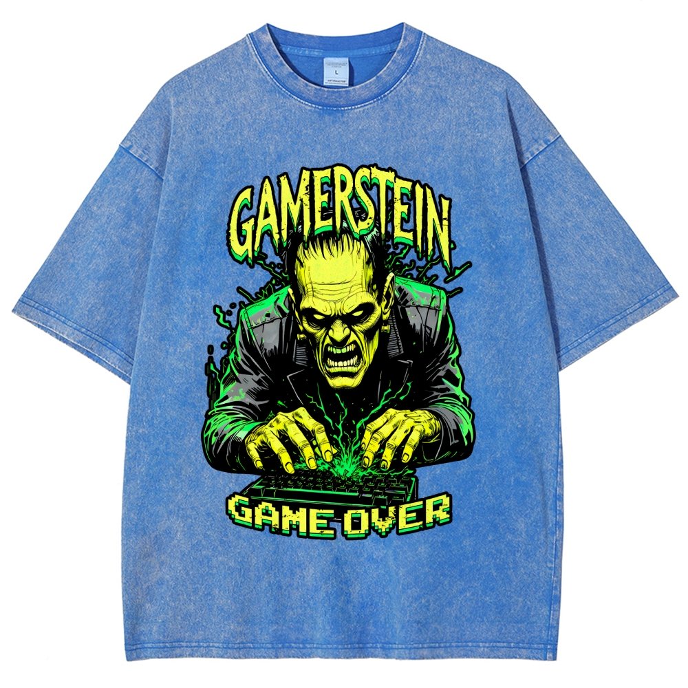 Gamerstein Game Over Funny Halloween Vintage Distressed T-shirt