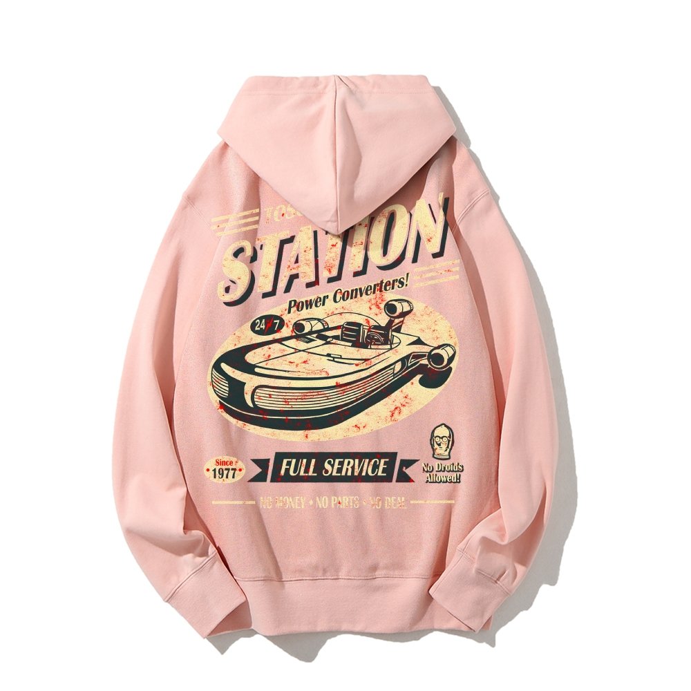 Classic Printed Back Cotton Hoodie with a Fictitious Location Design
