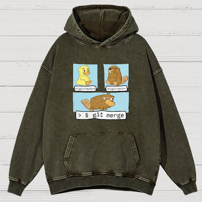 Git Merge Programmer Vintage Distressed Hoodie