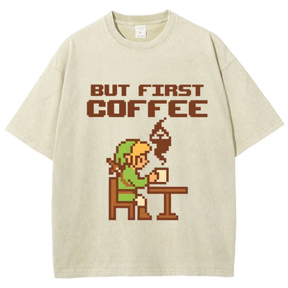 But First Coffee Vintage Distressed T-shirt