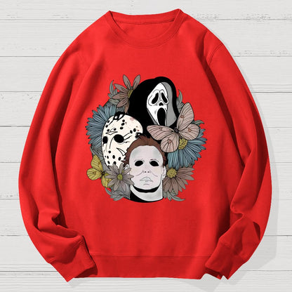 Horror Halloween Floral Scream Geek Cotton Sweatshirt