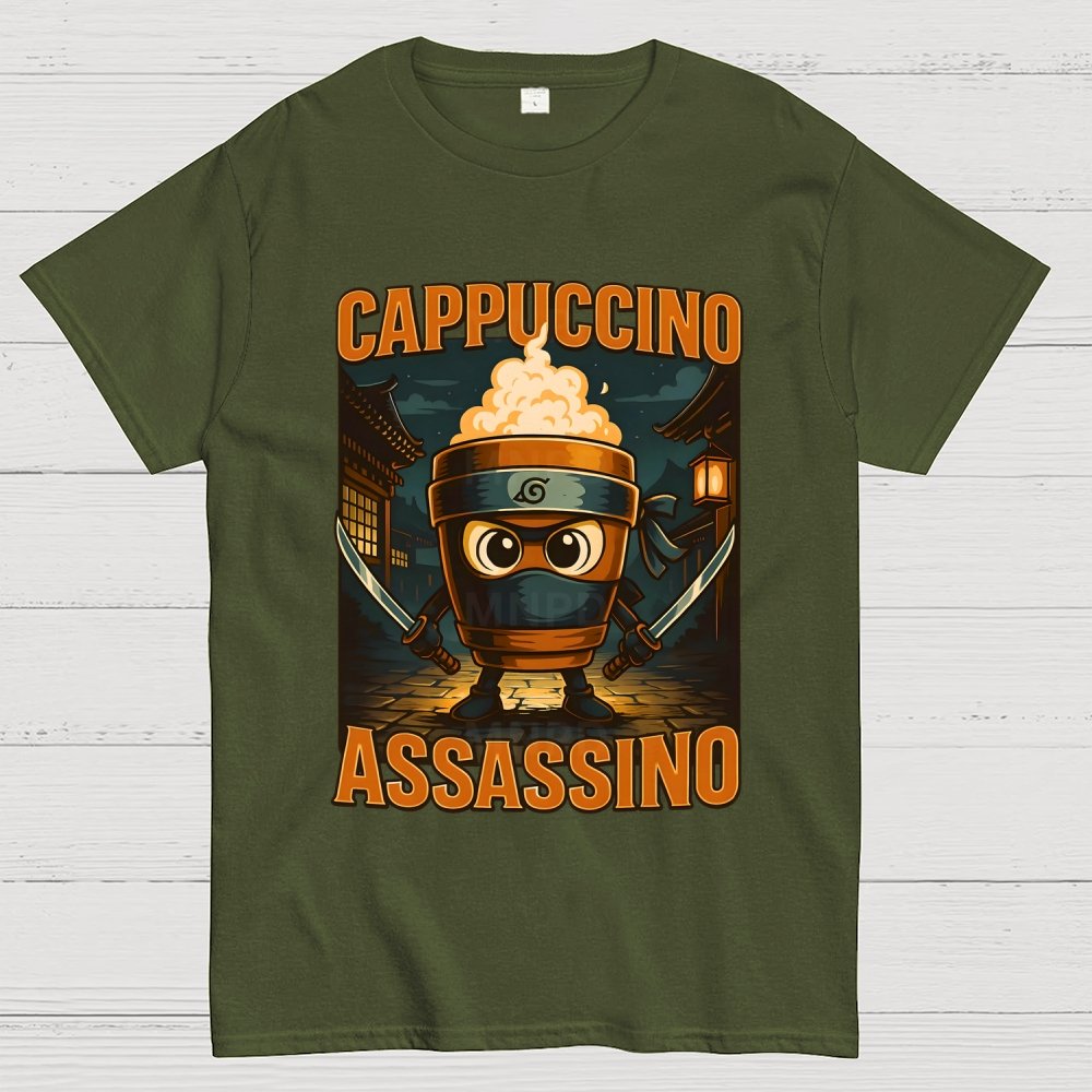 Italian Brainrot Cappuccino Assassino Beverage Coffee Lovers Unisex Geek T-Shirt