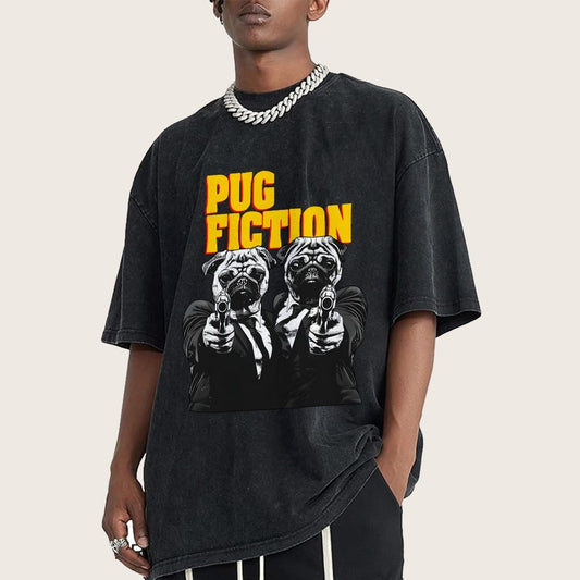 Pug Fiction Vintage Distressed T-shirt