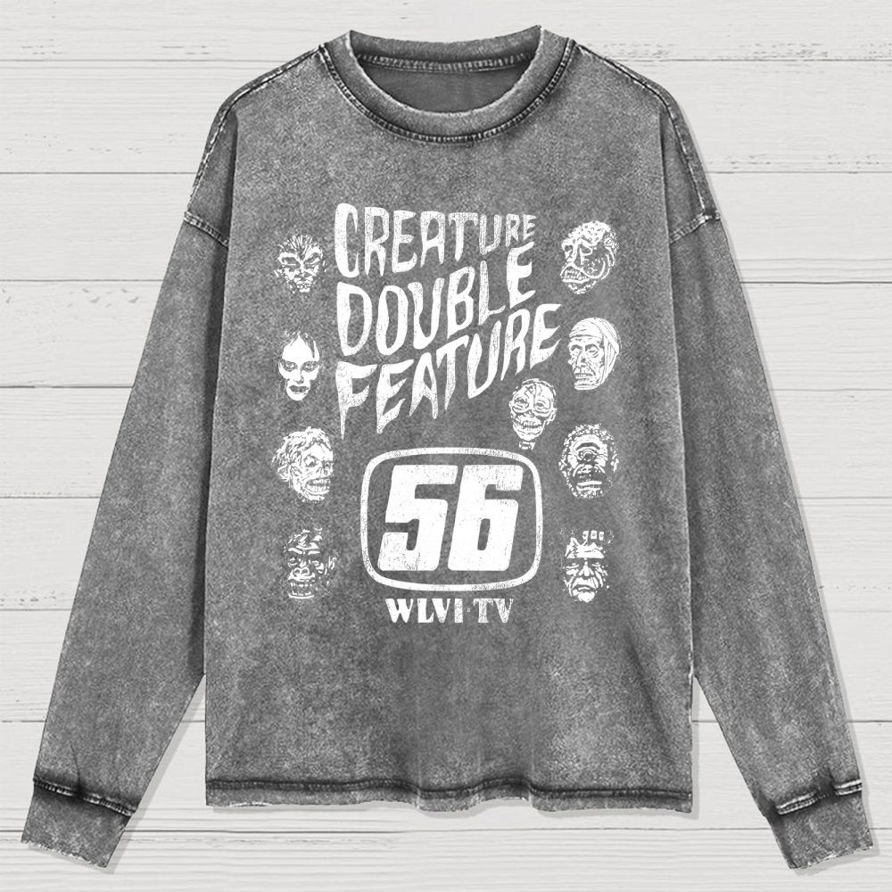 Creature Double Feature Classic Monsters Washed Long Sleeve Tee