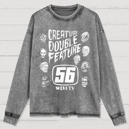 Creature Double Feature Classic Monsters Washed Long Sleeve Tee